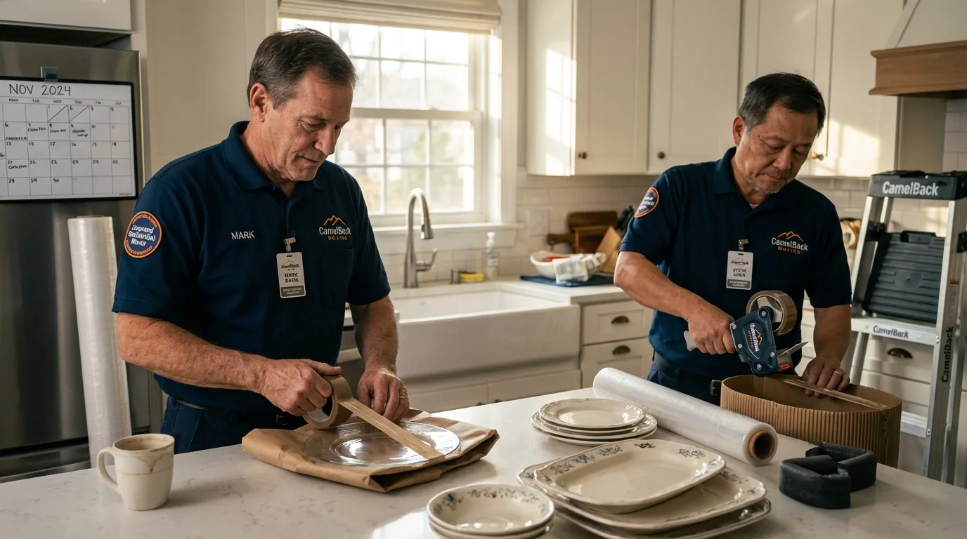 Professional crew packing kitchen dishware in Pine, AZ